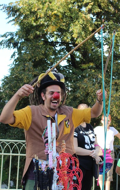 Gaudi mit dem Bubbleclown Eliran Hasson.