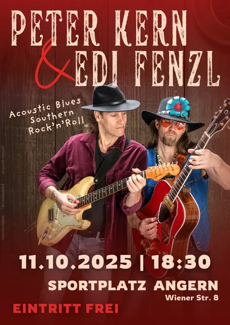 Am Samstag, dem 11. Oktober, um 18:30 Uhr, laden Peter Kern &amp; Edi Fenzl zu einem mitreißenden Open-Air-Konzert am Sportplatz Angern ein. | Foto: Peter Kern