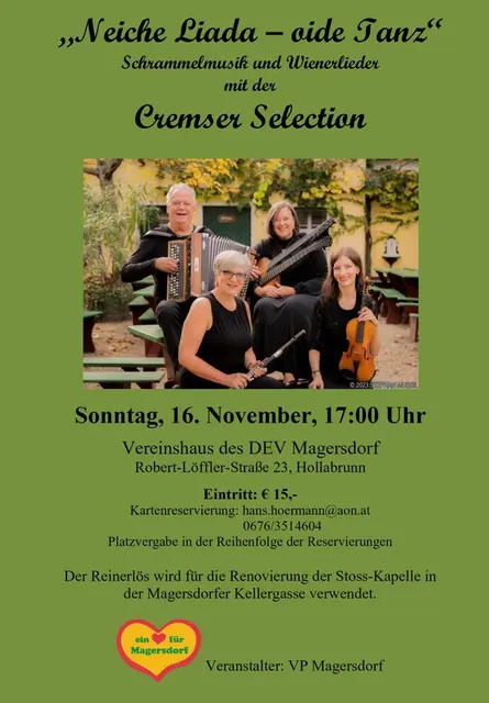 Schrammelmusik und Wienerlieder mit der Cremser Selection. | Foto: VP Magersdorf