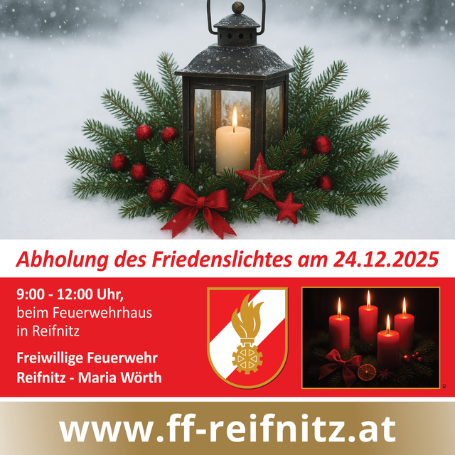 Das Friedenslicht kann im Feuerwehrhaus in Reifnitz abgeholt werden.  | Foto: Gemeinde Maria Wörth