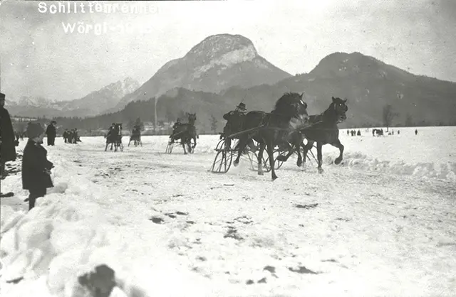 Pferdeschlittenrennen auf Schnee wurden in Wörgl ab 1901 vom Wörgler Trabrennverein veranstaltet. | Foto: Stadtarchiv Wörgl/Trabrennverein