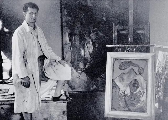 Max Weiler im Innsbrucker Atelier, 1950 | Foto: maxweiler.at/index.php/leben/