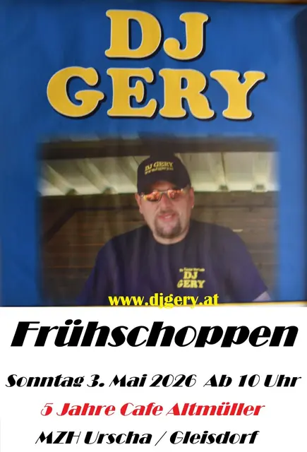 Das Plakat zum Frühschoppen am 3. Mai 2026 in der MZH urscha. | Foto: DJ Gery