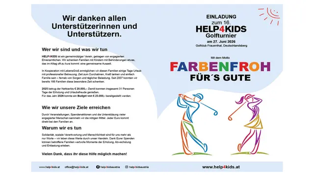 16. HELP4KIDS Golfturnier am 27.6.2026 | Foto: HELP4KIDS