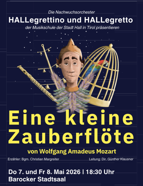 Mozarts „Zauberflöte“ neu erzählt: Die Nachwuchsorchester der Musikschule Hall in Tirol laden zu einem zauberhaften Familienkonzert voller bekannter Melodien und großer Gefühle. | Foto: Musiksschule Hall