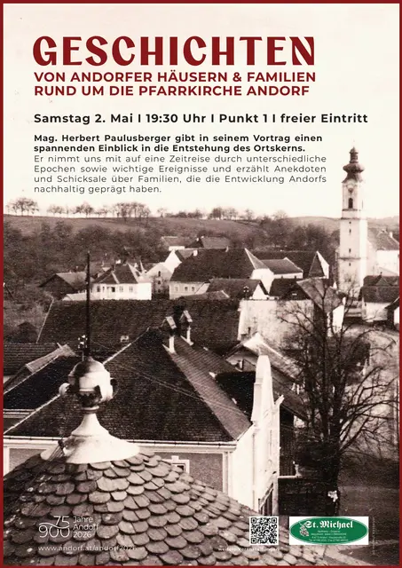 Herbert Paulusberger erzählt in seinem Vortrag am 2. Mai 2026 im Punkt 1 von wichtigen Ereignissen in Andorf anno dazumals und weiß auch die eine oder andere Anekdote zu erzählen.  | Foto: Gemeinde Andorf