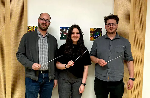 v.l.n.r. Mathias Gastl, Sophia Übergänger, Benjamin Kandler werden das Konzert anleiten.  | Foto: Vereinskapelle Gossensaß 