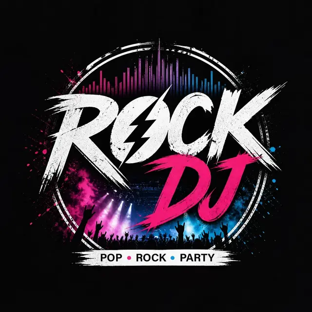 Eine Grafik mit Aufschrift Rock DJ ist zu sehen.