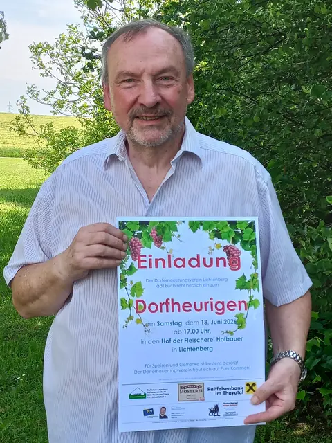 Obmann Herbert Haas lädt zum 14. Dorfheurigen nach Lichtenberg ein. | Foto: DEV Lichtenberg