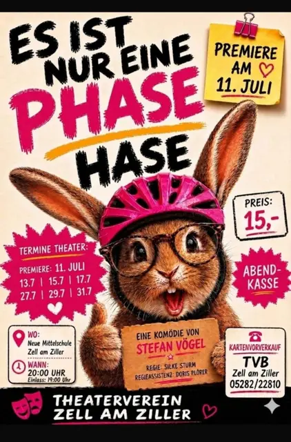 Das Stück "Es ist nur ein Phase Hase" wird ab 11. Juli in Zell gespielt.  | Foto: Montage/privat
