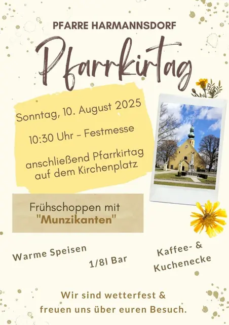 10:30 Uhr - Festmesse anschließend Pfarrkirtag | Foto: Pfarre Harmannsdorf