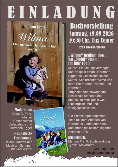 Das zweite Buch von Hermann Egger wird im Tux-Center am 19.9. vorgestellt.  | Foto: Montage/privat