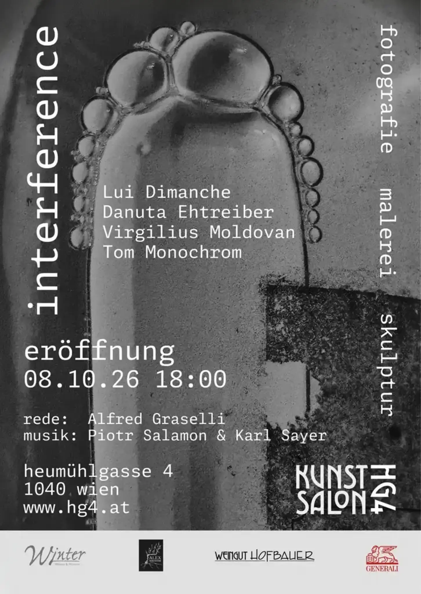 „interference“: Skulptur, Malerei und Fotografie | Vernissage mit Jazz | Kunstsalon HG4