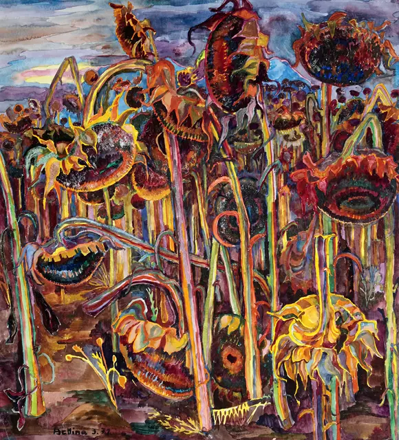 Bettina Heinen-Ayech (1937–2020), Sunflower Field in Algeria, 1971, 72.5 × 73 cm | Foto: Bettina Heinen-Ayech Foundation