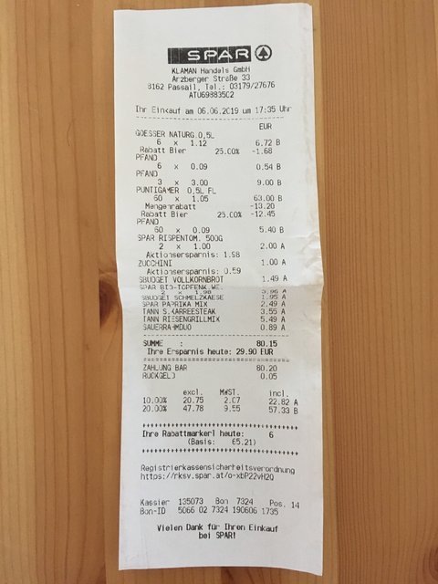 Einkauf fürs Grillen beim Spar in Passail