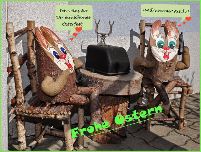Frohe Ostern -- mit Hasenmotiven aus Fischbach