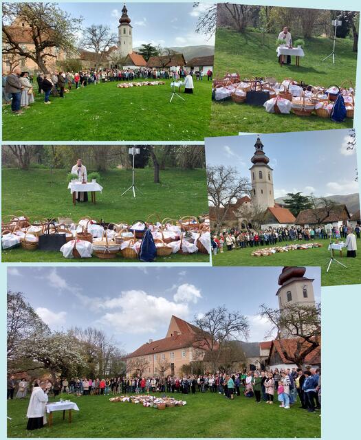 Eine wunderbare Osterspeisensegnung im Klostergarten der Pfarrkirche Frohnleiten fand am heutigen Karsamstag bei schönstem Osterwetter statt. Foto Hans Baier --
