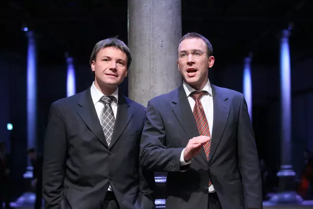 sirene Operntheater 2015: Uraufführung der Kammeroper CHODOKOWSKI von Kristine Tornquist und Periklis Liakakis im Semper-Depot. Im Bild Clemens Kölbl und Gernot Heinrich. | Foto: Andreas Friess