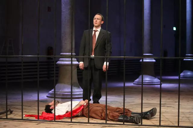 sirene Operntheater 2015: Uraufführung der Kammeroper CHODOKOWSKI von Kristine Tornquist und Periklis Liakakis im Semper-Depot. Im Bild Clemens Kölbl und Sébastien Soulès. | Foto: Andreas Friess