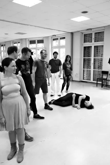 Proben für die Uraufführung der Oper CHODORKOWSKI in der ehemaligen Krankenpflegeschule in der Jagdschlossgasse in Lainz. Ein Königsdrama mit einem Text von Kristine Tornquist und Musik von Periklis Liakakis. | Foto: Periklis Liakakis