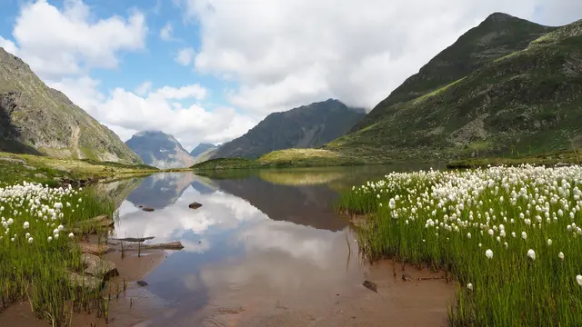 Beim obersten der drei Landschitzseen, mit Blick zum Hochgolling.