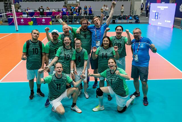 Das österreichische Volleyball-Team bei den Special Olympics World Games 2023 in Berlin | Foto: GEPA/Special Olympics Österreich