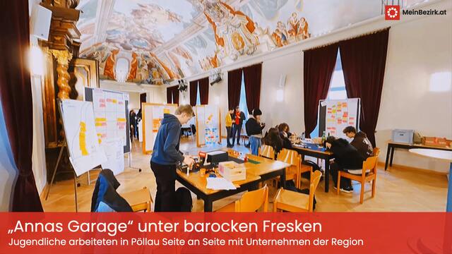 "Annas Garage" vernetzte Schülerinnen und Schüler aus Hartberg, Pöllau und Birkfeld mit lokalen Unternehmen. "Geschraubt" wurde im Pöllauer Schloss. | Foto: Jeitler