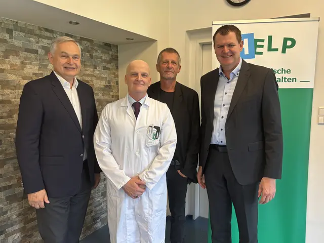 V.l.: Kages-Vorstandvorsitzender Gerhard Stark, Prim. Robert Hoyer, Prim. Othmar Grabner und Ulf Drabek, Vorstand für Finanzen und Technik, bei der Vorstellung im LKH Südweststeiermark am Standort Wagna | Foto: MeinBezirk/W. Fischer